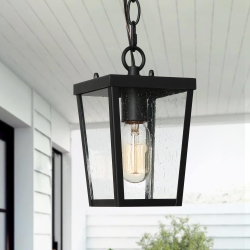 LNC Modern 1-Light Outdoor Wall Lights Glass Exterior Porch Patio Lantern Lamps In Black