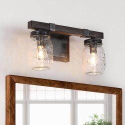 LNC Modern Farmhouse 2-Light Mason Jar Bathroom Vanity Lights Glass Wall Sconces