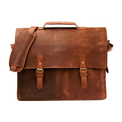 HIDES CANADA Hides Complete Leather Laptop Travel Briefcase 17" – Saddle In Brown