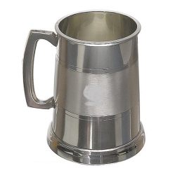 ELEGANCE Pewter Plated Tankard W/satin Band