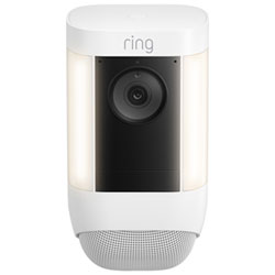 Ring Spotlight Cam Pro (Battery) Wire-Free Wi-Fi 2K Camera with Ring Vision, LED Lights & 3D Motion Detection - White