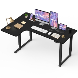 MOTIONGREY Pro Adjustable Left L-Shaped Electric Standing Desk \w Memory Settings - 63"x43" Top Frame - Ergonomic Desk for Home And Office - \w