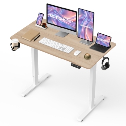 MOTIONGREY Ergo2 - Adjustable Electric Standing Desk \w Memory Settings - 43" X 24" Light Brown Top Frame - Ergonomic Desk for Home And Office - \w