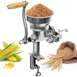 BILTEK Professional Manual Grain Grinder - Table Clamp Corn Mill With Hopper, Cast Iron