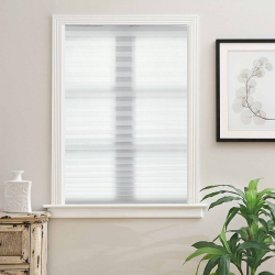 BILTEK Cut-To-Size Light Filtering Pleated Fabric Shades, Cordless Fabric Window Privacy Shades - 48" W X 72" H Or Black In White