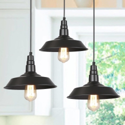 LNC Modern Farmhouse 1-Light Pot Pendant Lights for Kitchen Island In Black