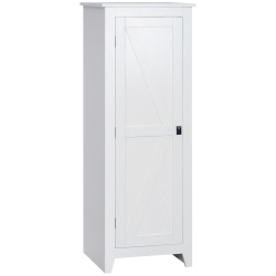 HOMCOM 48" Kitchen Pantry Cabinet, Freestanding Farmhouse Kitchen Storage Cabinet With Barn Door And Adjustable Shelves In White