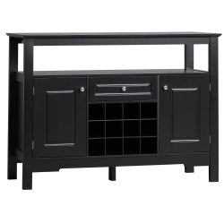 HOMCOM Sideboard Buffet Cabinet, 46" Kitchen Storage Cabinet With Wine Rack And Drawer, Coffee Bar Station In Black