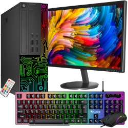 DELL Refurbished (Good) - Computer Optiplex Desktop PC, Intel Core I7, 16GB Ram, 256GB Solid State Storage, 24 Inch Monitor, RGB Gaming Keyboard And
