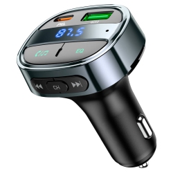 CSMART Qc3.0 USB-C 30W Bluetooth Fm Transmitter Car Charger Adapter Led Display Wireless Radio Receiver Music Player Support Sd Card