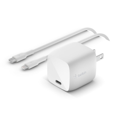 BELKIN Boost Charge 30W USB-C Gan Wall Charger With 1M USB-C/lightning Cable - - (Wch001Dq1Mwh-B5) In White
