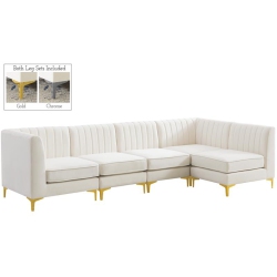 MERIDIAN FURNITURE Alina Cream Velvet Modular Sectional