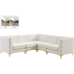 MERIDIAN FURNITURE Alina Cream Velvet Modular Sectional