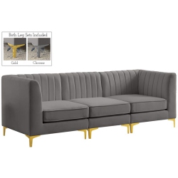 MERIDIAN FURNITURE Alina Velvet Modular Sofa In Grey