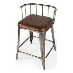 BUTLER SPECIALTY Coriander Iron & Leather Counter Stool - In Brown