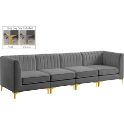 MERIDIAN FURNITURE Alina Velvet Modular Sofa In Grey