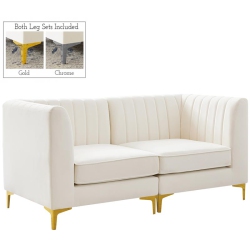 MERIDIAN FURNITURE Alina Cream Velvet Modular Sofa