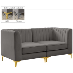 MERIDIAN FURNITURE Alina Velvet Modular Sofa In Grey