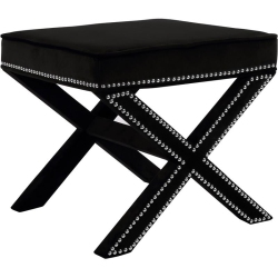 MERIDIAN FURNITURE Nixon Contemporary Velvet Ottoman/bench In In Black