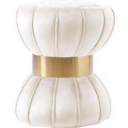 MERIDIAN FURNITURE Vino Contemporary Velvet Ottoman/stool In Cream