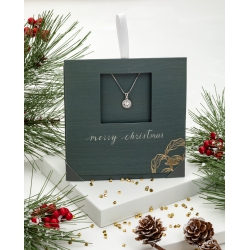CALLURA Silvertone Clear Crystal Halo Pendant Necklace - On Holiday Card In Multicolor