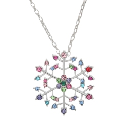 CALLURA Multi Colored Classic Austrian Crystal Crystal Statement Snowflake Necklace - On Holiday Card In Multicolor