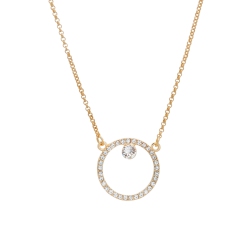 CALLURA Goldtone Clear Pave Classic Austrian Crystal Crystal Open Circle Pendant Necklace - On Holiday Card In Multicolor