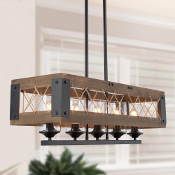LNC Farmhouse Rustic Wood 5-Light Kitchen Island Chandelier