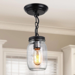 LNC Modern Industrial 1-Light Pendant Lights Glass Jar Semi Flush Mount Ceiling Lights