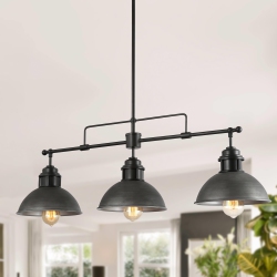 LNC Modern Industrial 3-Light 35.7" Linear Chandelier Island Pendant Light