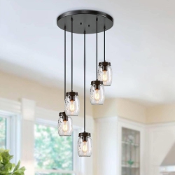 LNC Modern Industrial 5-Light Chandelier Bronze Adjustable Mason Jar Pendant