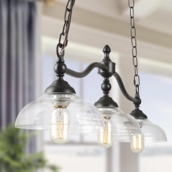 LNC Modern Farmhouse 3-Light Oil-Rubbed Bronze Chandelier Linear Glass Kitchen Island