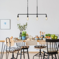 LNC Industrial 4-Light Linear Island Chandelier