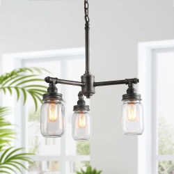 LNC 3-Light Glass Jar Chandelier