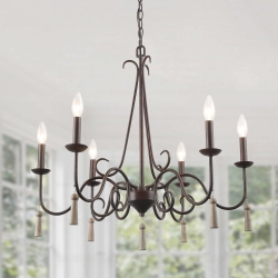 LNC Farmhouse 6-Light Chandelier French Country Wagon Wheel Ceiling Lights for Living Room