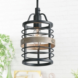 LNC Modern Farmhouse 1-Light Mini Faux Wood Island Pendant Lights
