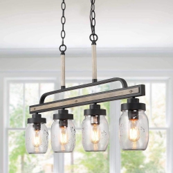 LNC Modern Farmhouse 4-Light Mason Jar Glass Chandelier for Kitchen Island