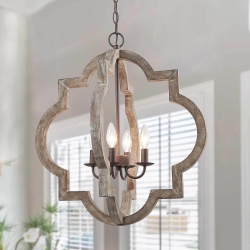 LNC Modern Farmhouse 4-Light Distressed Wood Lantern Chandelier