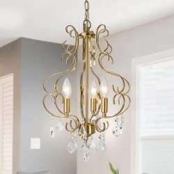 LNC 3-Light Glam Crystal Lantern Chandelier In Gold