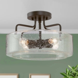 LNC 4-Light Oil Rubbed Bronze Drum 12 In. Semi-Flush Mount Ceiling Light