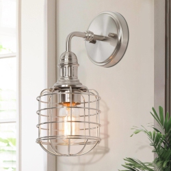 LNC 1-Light Cage Brushed Nickel Wall Sconce
