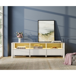 WAMPAT Led Tv Stand for Tvs Up to 75 Inch Modern Entertainment Center for 80/70/65 Inch Tv Console Table With 6 Cubby Storage for Living Room Bedroom