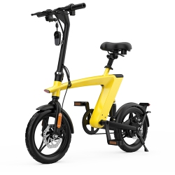 HX H1 Fly Fish 14 Inch Foldable E-Bike, Light Weight, Lcd Display, Dual Suspension, 36V 10Ah Large Battery, 25Km/h Speed, Up to 75Km Range \w Padel