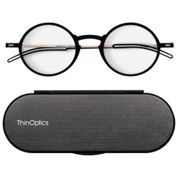ThinOptics Manhattan Reading Glasses with Milano Case - 1.0 Strength - Black