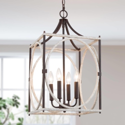LNC 4-Light Lantern Cage Candle Chandelier