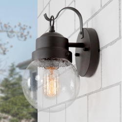 LNC 1-Light Modern Globe Outdoor Wall Sconce In Black