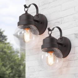 LNC 1-Light Globe Outdoor Wall Sconce (Set Of 2)