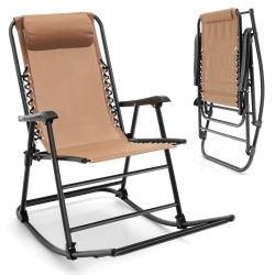 COSTWAY Patio Camping Rocking Chair Folding Rocker Footrest Lightweight Outdoor