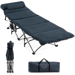 COSTWAY Folding Retractable Travel Camping Cot W/removable Mattress & Carry Bag