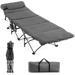 COSTWAY Folding Retractable Travel Camping Cot W/removable Mattress & Carry Bag
